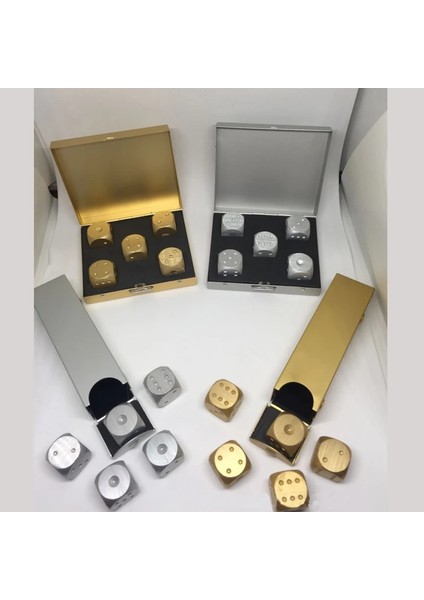 Gümüş Kare Stili Yüksek Li Altın Gümüş Altı Taraflı Nokta D6 Oyun Oynama Zar Seti Opak Zar Bar Pub Kulübü Parti Masa Oyunu Kılıf ile (Yurt Dışından) fiyatları