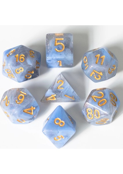BL02 Mavi Gri Tarzı Et Sparkle Galaxy Dnd Zar D&d Dice D4 D6 D8 D10 D% D12 D20 Çokyüzlü Oyunlar Zar Seti Masa Oyunları Için Mtg Rpg (Yurt Dışından)