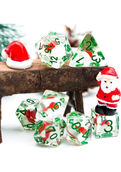 Noel Şapka Stili Et Xmas Dnd Zar D&d Dice D4 D6 D8 D10 D% D12 D20 Çokyüzlü Oyunlar Zar Seti Masa Oyunları Için Mtg Rpg (Yurt Dışından) modelleri