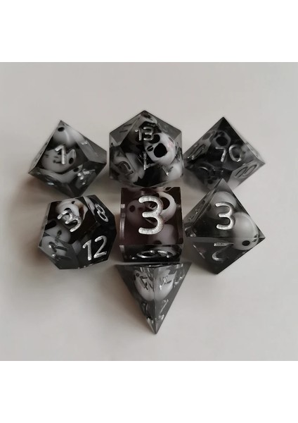 Siyah Stil Yeni Lüks Arka Köşe Çokyüzlü Zar Dnd Zar Seti Rpg Zar Dadi Dados Rol D4 D6 D8 D10 D12 D20 Oyun Zar (Yurt Dışından)