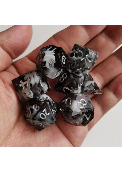 Siyah Stil Yeni Lüks Arka Köşe Çokyüzlü Zar Dnd Zar Seti Rpg Zar Dadi Dados Rol D4 D6 D8 D10 D12 D20 Oyun Zar (Yurt Dışından)