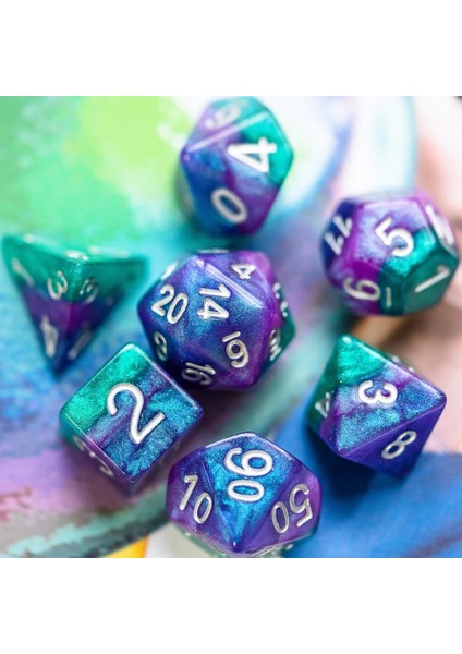 BL02 Mavi Gri Tarzı Et Sparkle Galaxy Dnd Zar D&d Dice D4 D6 D8 D10 D% D12 D20 Çokyüzlü Oyunlar Zar Seti Masa Oyunları Için Mtg Rpg (Yurt Dışından) modelleri