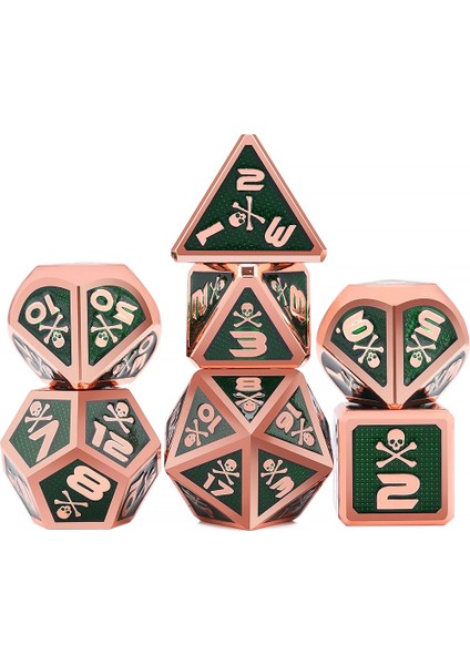SB15 Stili Kafatası ve Kemikler Trpg Dnd Zar Oyunları Için Büyük Boy Metal Zar Seti D4 D6 D8 D10 D% D12 D20 (Yurt Dışından)