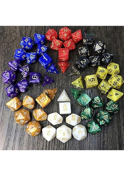 Siyah Stil 6colors Çok Yönlü Zar D&d D4 D6 D8 D10 D% D12 D20 Çokyüzlü Oyunlar Zar Seti Masa Oyunu Eğlencesi Zar ve (Yurt Dışından)
