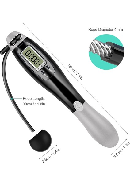 Açık Gri Tarzı Fitness Ekipmanları Akıllı Sayaç Atlama Ipi Çelik Tel Kayak Ipi Iki Yönlü Atlama Ipi Ayarlanabilir Kayak Ipi Egzersiz Ipi (Yurt Dışından) fırsatları