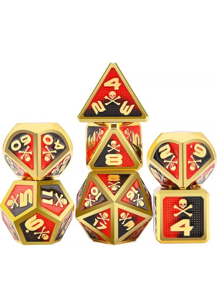 SB24 Stili Kafatası ve Kemikler Trpg Dnd Zar Oyunları Için Büyük Boy Metal Zar Seti D4 D6 D8 D10 D% D12 D20 (Yurt Dışından)