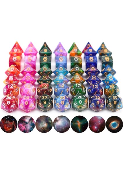MESSIER17 Bir Stil Nebula Glitter Çokyüzlü Zar Seti D4 D6 D8 D10 D% D12 D20 Rpg Dnd Masa Oyunları Için (Yurt Dışından)