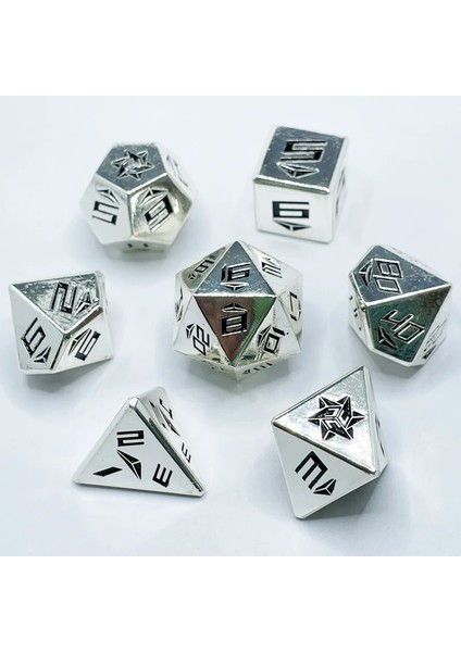 Beyaz Stil 7 Parça Metal Dnd Zar Rol Yapma Zar For Dungeons And Dragons Rpg Games & Pathfinder Metal Zar Seti (Yurt Dışından)