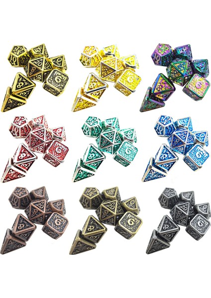 F Stili Et Dnd Metal Zar Seti D&d Çokyüzlü Zar Hediye Dnd Mtg Trpg Rol Oynama Tahta Oyunları Matematik Öğretimi Kadife Kılıfı ile (Yurt Dışından) fiyatları