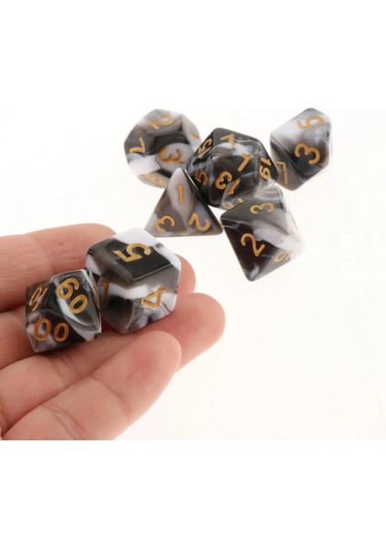 C-Gri Beyaz Stil Olyhedral Zar Çift Renkli Çokyüzlü Oyun Zar For Rpg Dungeons And Dragons Dnd Rpg Mtg D20 D12 D10 D8 D6 D4 Masa Oyunu (Yurt Dışından)