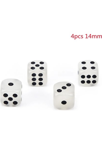 4 Adet 14MM Tarzı Içme Zar Akrilik Köşe Altıyüzlü Zar Kulübü Parti Masası Oyun Oynama Rpg Zar Seti Lot Beyaz Yuvarlak (Yurt Dışından)