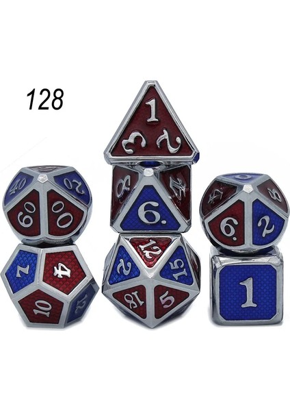 NO.128 Stili Dados Rpg Zar Masası Oyunları Satış Promosyonu Çokyüzlü Metal Zarlar Çinko Alaşımlı Sayısal Dnd Zar 7 Set D4 D6 D8 D10 D12 D20 (Yurt Dışından)