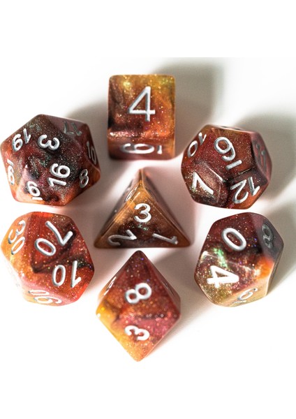 GA06 Turuncu Siyah Stil Et Sparkle Galaxy Dnd Zar D&d Dice D4 D6 D8 D10 D% D12 D20 Çokyüzlü Oyunlar Zar Seti Masa Oyunları Için Mtg Rpg (Yurt Dışından)