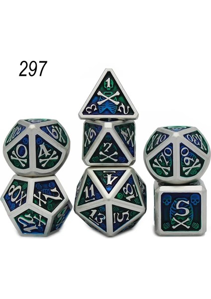 NO.297 Stili 2020 Yeni Stil Metal Zar Seti D&d Kadife Kılıfı D20 D12 D10 D% D8 D6 Det Dnd Rpg Mtg Masa Oyunları Dados Metal Zar Hediye (Yurt Dışından)