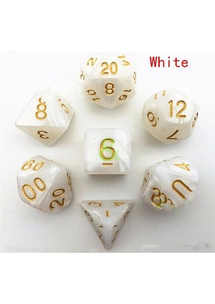 Beyaz Stil 6colors Çok Yönlü Zar D&d D4 D6 D8 D10 D% D12 D20 Çokyüzlü Oyunlar Zar Seti Masa Oyunu Eğlencesi Zar ve (Yurt Dışından)