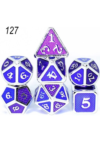 NO.127 Stili Dados Rpg Zar Masası Oyunları Satış Promosyonu Çokyüzlü Metal Zarlar Çinko Alaşımlı Sayısal Dnd Zar 7 Set D4 D6 D8 D10 D12 D20 (Yurt Dışından)