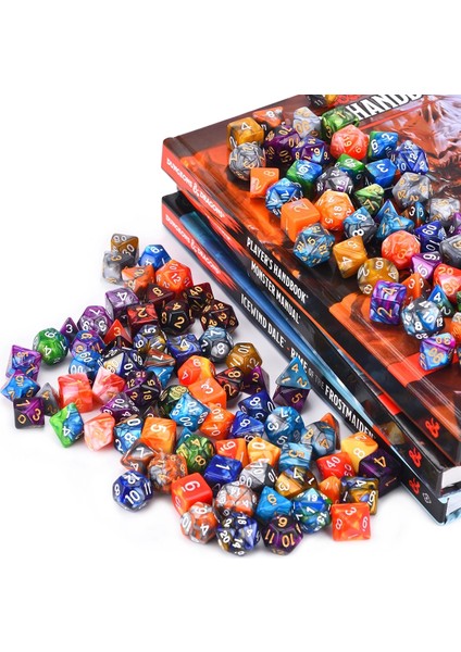 Mavi Gümüş Tarzı 7-Die Çift Renkli Çokyüzlü Zar Trpg Dnd Zar Oyunları Için D20 D12 D10 D% D8 D6 D4 Komple Set (Yurt Dışından)