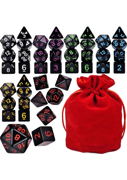 Kırmızı B Tarzı Trpg Dnd D4 D6 D8 D10 D% D12 D20 Için Büyük Çanta ile Opak Renkli Çokyüzlü 7-Die Zar 6 Takım (Yurt Dışından)