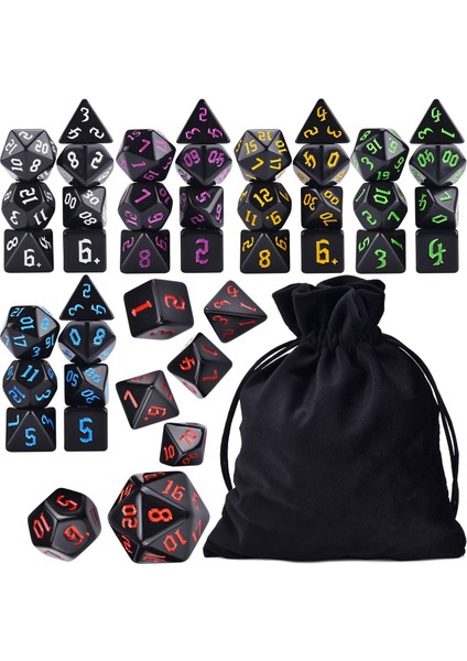 Kırmızı B Tarzı Trpg Dnd D4 D6 D8 D10 D% D12 D20 Için Büyük Çanta ile Opak Renkli Çokyüzlü 7-Die Zar 6 Takım (Yurt Dışından)
