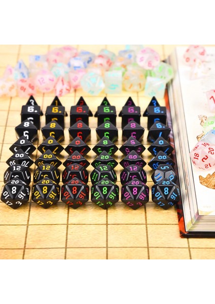 Kırmızı B Tarzı Trpg Dnd D4 D6 D8 D10 D% D12 D20 Için Büyük Çanta ile Opak Renkli Çokyüzlü 7-Die Zar 6 Takım (Yurt Dışından)