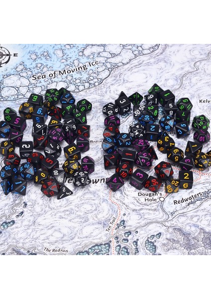 Kırmızı B Tarzı Trpg Dnd D4 D6 D8 D10 D% D12 D20 Için Büyük Çanta ile Opak Renkli Çokyüzlü 7-Die Zar 6 Takım (Yurt Dışından)