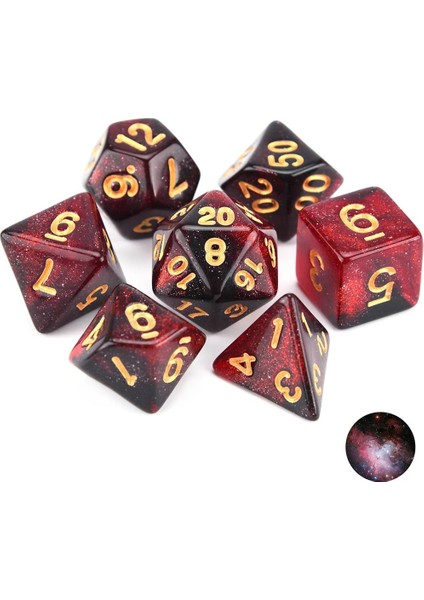 H Tarzı Nebula Glitter Çokyüzlü 7 Parçalı Zar Seti D4 D6 D8 D10 D% D12 D20 Rpg Dnd Masa Oyunları Için (Yurt Dışından)