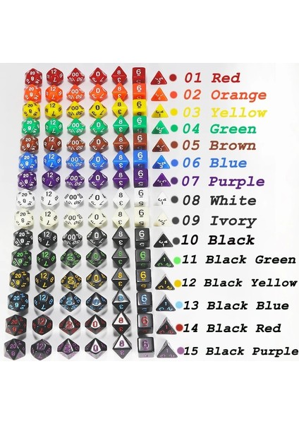 04 Yeşil Stil Dnd Opak D4-D20 Için En Li ve Akrilik Çokyüzlü Trpg Oyunları Oyun Oyun Için Çok Taraflı Zar (Yurt Dışından) modelleri