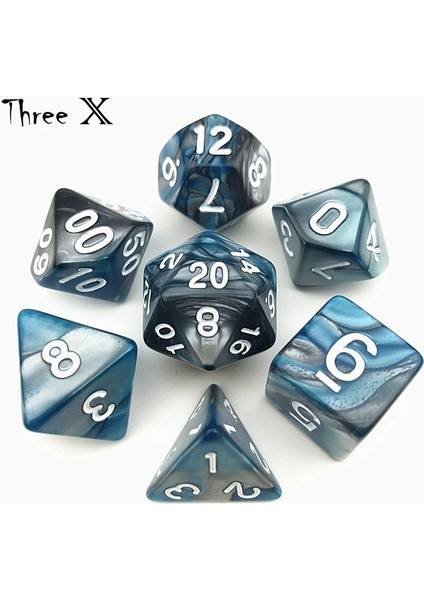 No.24 Tarzı Dnd Oyunu Için Gri Renkli Beyaz Numaralı Mavi 2 Renkli, Farklı Efektli Rpg Zar (Yurt Dışından)