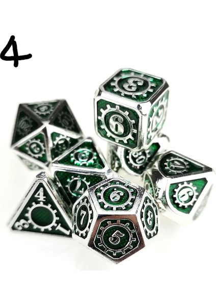 No.4 Tarzı Yeşil Dnd Metal Zar Standardı ve D4 D6 D8 D10 D% D12 D20, Rol Yapma D&d Rpg Oyunları Için (Yurt Dışından)