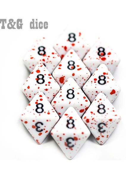10 Adet D8 Stili Komik Dnd Rpg ve Çokyüzlü D4-D20 Çok Taraflı Opak Kan Dijital Zar Seti Boardgame Aksesuarları (Yurt Dışından)
