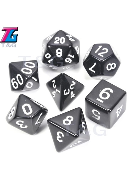 10 Siyah Stil Dnd Opak D4-D20 Için En Li ve Akrilik Çokyüzlü Trpg Oyunları Oyun Oyun Için Çok Taraflı Zar (Yurt Dışından)