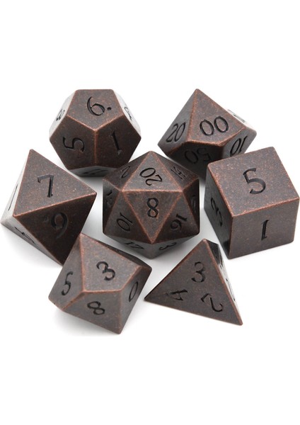 NO.319 Tarzı Rpg Dnd Mtg Oyunları Antik Bakır, Altın, Gümüş Için Siyah Çantalı 7'li Çokyüzlü Metal Zar Seti (Yurt Dışından)