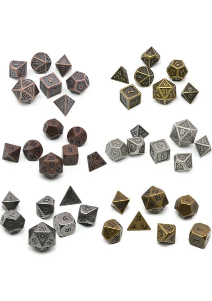 NO.319 Tarzı Rpg Dnd Mtg Oyunları Antik Bakır, Altın, Gümüş Için Siyah Çantalı 7'li Çokyüzlü Metal Zar Seti (Yurt Dışından) fırsatları