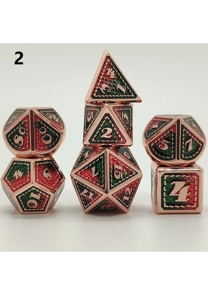 No.2 Tarzı Dragon Scale Metal Zar ve Dnd Zar Seti Dados Rpg Zar Rulo Çokyüzlü Zarlar D4 D6 D8 D10 D20 Oyun Zar Seti (Yurt Dışından)
