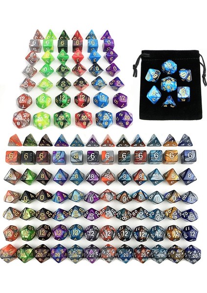 05 Altın Stili Olyhedral 2 Renkli Zar ile Çanta Nebula Efekti Poker Dnd D4,D6,D8,D10,D%,D12,D20 Rpg Oyunu (Yurt Dışından)