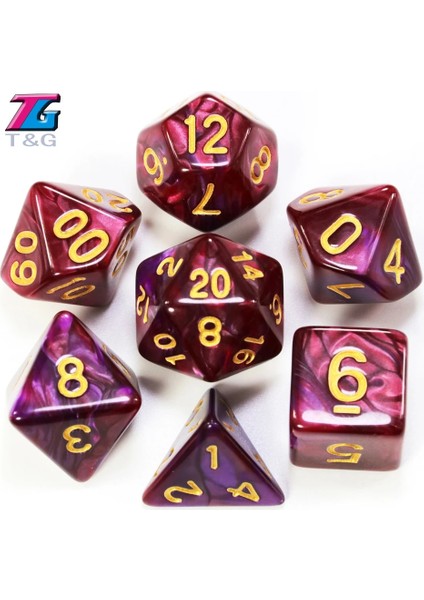 05 Altın Stili Olyhedral 2 Renkli Zar ile Çanta Nebula Efekti Poker Dnd D4,D6,D8,D10,D%,D12,D20 Rpg Oyunu (Yurt Dışından)