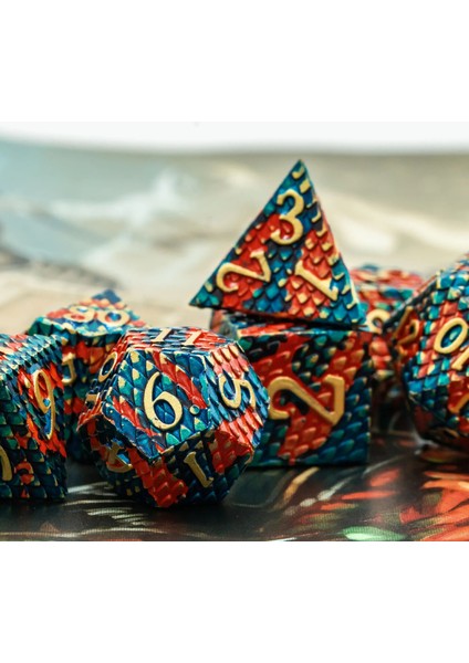 Kırmızı Yeşil Stil Cusdie Dragon Scale Metal D&d Zar, Dnd Zar, Çokyüzlü Zar Seti, Rol Yapma Oyunu Için Mtg Pathfinder (Yurt Dışından)
