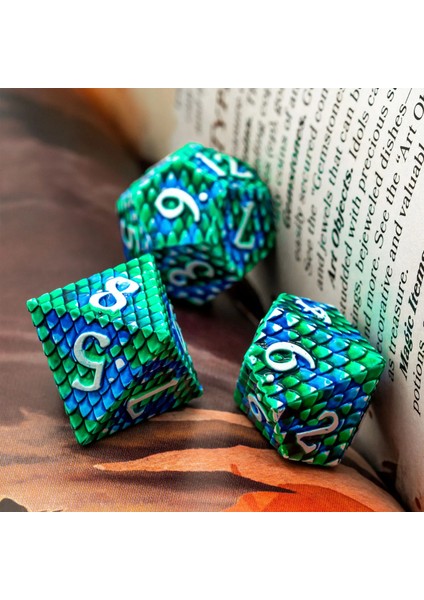 Kırmızı Yeşil Stil Cusdie Dragon Scale Metal D&d Zar, Dnd Zar, Çokyüzlü Zar Seti, Rol Yapma Oyunu Için Mtg Pathfinder (Yurt Dışından)