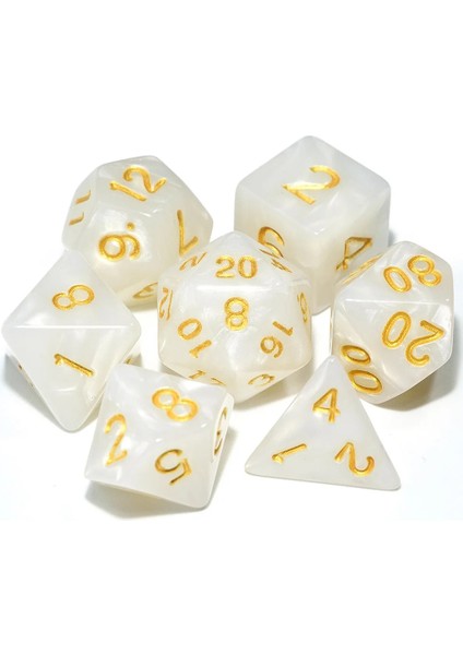Beyaz W Altın Mürekkep Stili Et Çokyüzlü Zar Rpg Masa Oyunu Dnd Oyunları Için Pearlize Efekt D4 D6 D8 D10 D% D12 D20 (Yurt Dışından)