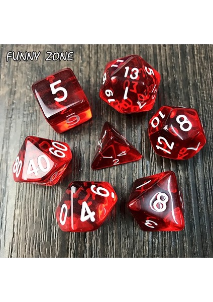Kırmızı Stil 7pcsset Şeffaf Kristal Zar Seti D4, D6, D8, D10, D10%, D12, D20 Masa Oyunu Rpg Zar, Mor (Yurt Dışından)