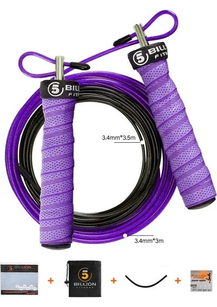 Mor-Çift Delik Stili Crossfit Atlama Ipi Hız ve Ağırlıklı Ip Atlama Ipleri Ayarlanabilir Tel Ip Atlama Ipi Ekstra Kablolu Bilyalı Rulmanlar Kaymaz Sap (Yurt Dışından)