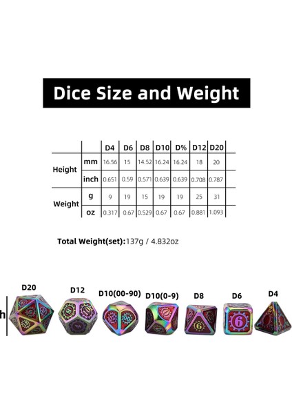 M13 Stili Dnd Masaüstü Rpg'leri Için Mekanik Zar Gameet Metal Zar, Ipli Kılıflı D4 D6 D8 D10 D% D12 D20 (Yurt Dışından) fırsatları