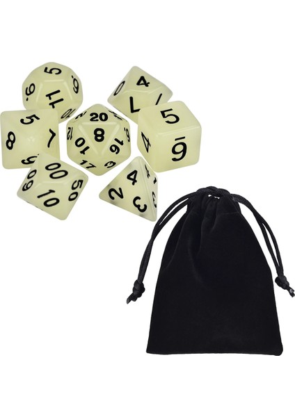 Gerçek Renk A Stili Glow In The Dark 7-Die Çokyüzlü Zar Seti D4 D6 D8 D10 D% D12 D20 Için Masa Oyunları Rpg Dnd (Yurt Dışından)