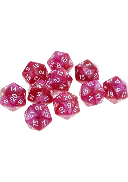 Mor Kırmızı Stil 20 Taraflı D20 Zar D&d Rpg Masa Oyunu Iyilik ve Matematik Öğretimi Oynamak Için Çift Renkli Zar, 10'lu Paket (Yurt Dışından)