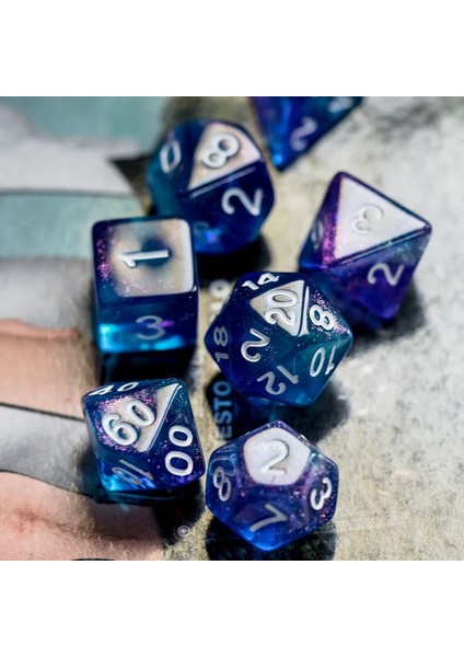 Poludie Et Purpleblue Dnd Zar Seti D4 D6 D8 D10 D% D12 D20 Rol Yapma Masa Oyunu Için Çokyüzlü Zar Rpg Mtg D&d Zar (Yurt Dışından) fırsatları
