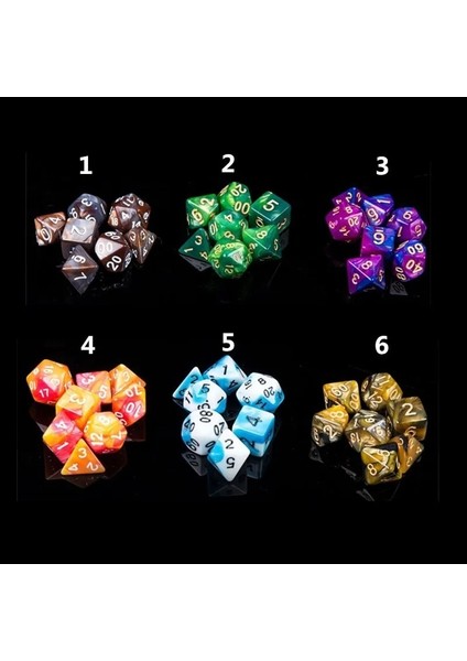 No.18 Tarzı 7pcslot Reçine Çokyüzlü Dijital Zar Setleri D4 D6 D8 D10 D% D12 D20 Komik Çok Yönlü Zar Rpg Dnd Masa Masa Oyunu Dices Çanta (Yurt Dışından) fırsatları