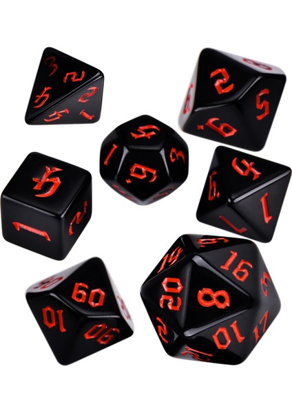 Siyah W Kırmızı Stil Opak Renkler Çokyüzlü 7 Parçalı Rpg Zar Seti D4 D6 D8 D10 D% D12 D20 Masa Üstü Rol Yapma Oyunları Için Dnd (Yurt Dışından) fiyatları