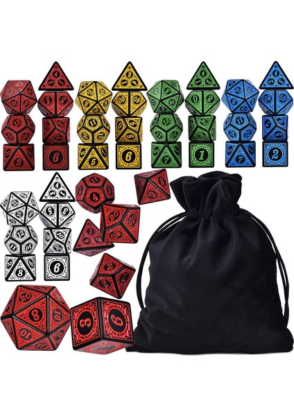 Gri Tarzı 6 Takım Çokyüzlü 7-Die Rune Zar D4-D20 Dnd Rpg Savaş Macera Oyunları Için Çantalı (Yurt Dışından) fiyatları