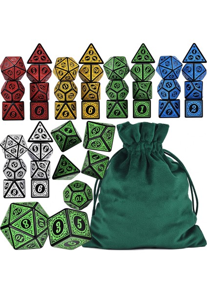 Gri Tarzı 6 Takım Çokyüzlü 7-Die Rune Zar D4-D20 Dnd Rpg Savaş Macera Oyunları Için Çantalı (Yurt Dışından) modelleri