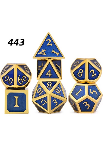 NO.443 Tarzı Masa Üstü Rpg'ler Için Siyah Ipli Çantalı 7 Metal Zar Seti D4 D6 D8 D10 D% D12 D20 (Yurt Dışından)